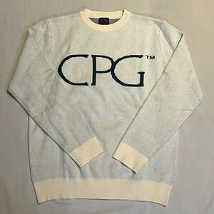 CPG Knit Sweater |Top|Women’s|Long Sleeve Graphic‎ Print Light Blue Cream|Size S